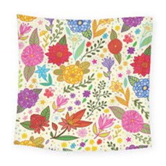 Colorful Flowers Pattern Abstract Patterns Floral Patterns Square Tapestry (large) by Semog4