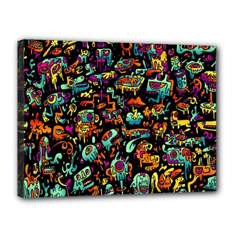 Cartoon Monster Pattern Abstract Background Canvas 16  X 12  (stretched) by Semog4