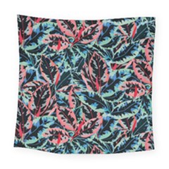 Leaves Leaf Pattern Patterns Colorfu Square Tapestry (large) by Semog4