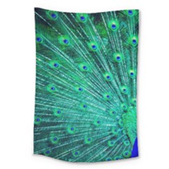 Green And Blue Peafowl Peacock Animal Color Brightly Colored Large Tapestry by Semog4