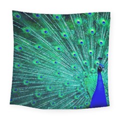 Green And Blue Peafowl Peacock Animal Color Brightly Colored Square Tapestry (large) by Semog4