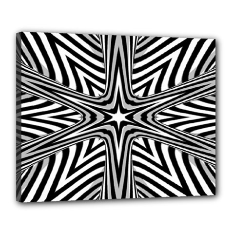 Fractal Star Mandala Black And White Canvas 20  X 16  (stretched) by Semog4