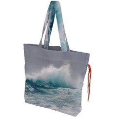 Big Storm Wave Drawstring Tote Bag by Semog4