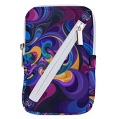 Colorful Waves Abstract Waves Curves Art Abstract Material Material Design Belt Pouch Bag (small) by Semog4
