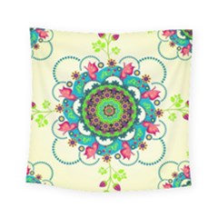 Mandala Flowers Abstract Butterflies Floral Pattern Summer Square Tapestry (small) by Semog4