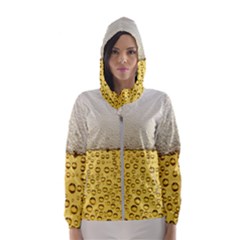 Texture Pattern Macro Glass Of Beer Foam White Yellow Art Women s Hooded Windbreaker by Semog4