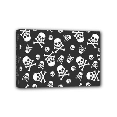 Skull-crossbones-seamless-pattern-holiday-halloween-wallpaper-wrapping-packing-backdrop Mini Canvas 6  X 4  (stretched) by Ravend