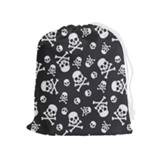 Skull-crossbones-seamless-pattern-holiday-halloween-wallpaper-wrapping-packing-backdrop Drawstring Pouch (xl) by Ravend