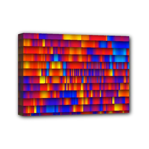 Geometric Pattern Colorful Fluorescent Background Mini Canvas 7  X 5  (stretched) by Jancukart