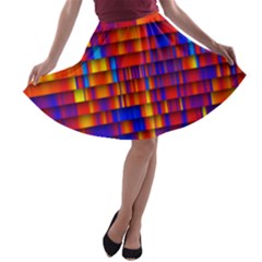 Geometric Pattern Colorful Fluorescent Background A-line Skater Skirt by Jancukart