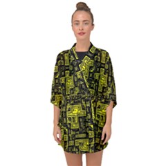 Background Graphic Beautiful Wallpaper Yellow Half Sleeve Chiffon Kimono by Jancukart