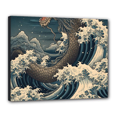 Sea Dragon Kanagawa Sea Monster Canvas 20  X 16  (stretched) by Jancukart
