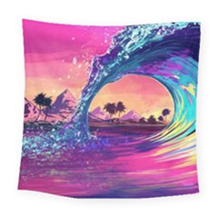 Retro Wave Ocean Square Tapestry (large) by Semog4
