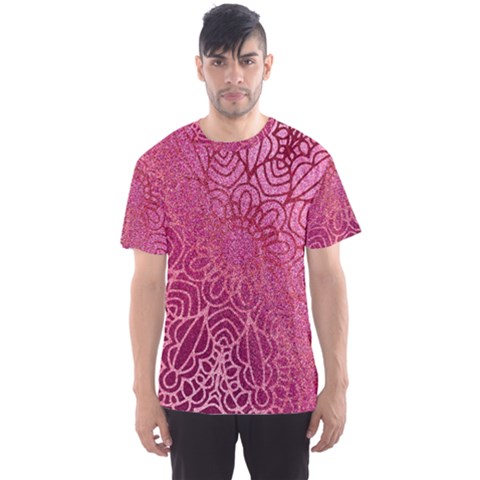 Pink Mandala Glitter Bohemian Girly Glitter Men s Sport Mesh Tee by Semog4