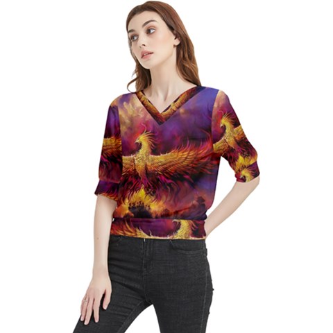 Phoenix Bird Quarter Sleeve Blouse by Semog4