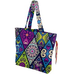 Ethnic Pattern Abstract Drawstring Tote Bag by Semog4