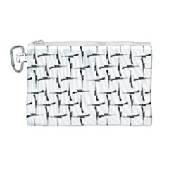 Precision Pursuit: Hunting Motif Black And White Pattern Canvas Cosmetic Bag (large) by dflcprintsclothing