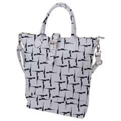 Precision Pursuit: Hunting Motif Black And White Pattern Buckle Top Tote Bag by dflcprintsclothing