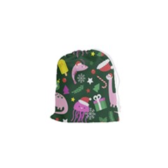 Colorful Funny Christmas Pattern Drawstring Pouch (xs) by Semog4