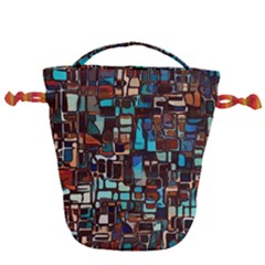 Stained Glass Mosaic Abstract Drawstring Bucket Bag by Semog4