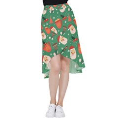 Colorful Funny Christmas Pattern Frill Hi Low Chiffon Skirt by Semog4