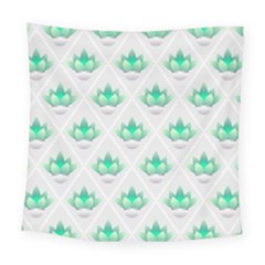 Plant Pattern Green Leaf Flora Square Tapestry (large) by Semog4