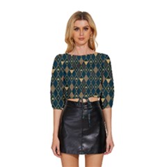 Background Non Seamless Pattern Mid Sleeve Drawstring Hem Top by Ravend