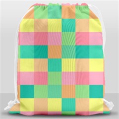 Checkerboard-pastel-squares- Drawstring Bag (large) by Semog4