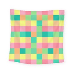 Checkerboard-pastel-squares- Square Tapestry (small) by Semog4