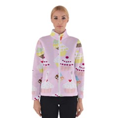 Cupcakes Wallpaper Paper Background Women s Bomber Jacket by Semog4