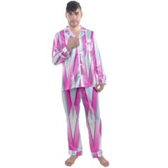Geometric-3d-design-pattern-pink Men s Long Sleeve Satin Pajamas Set by Semog4