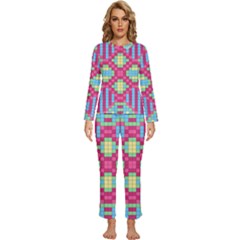 Checkerboard-squares-abstract---- Womens  Long Sleeve Lightweight Pajamas Set by Semog4