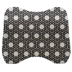 Geometric-floral-curved-shape-motif Velour Head Support Cushion by Semog4