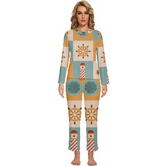 Nautical Elements Collection Womens  Long Sleeve Lightweight Pajamas Set by Semog4