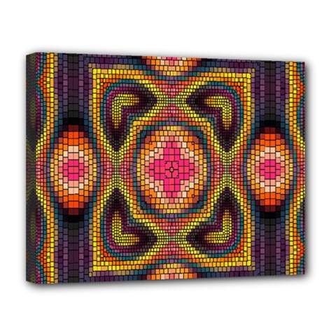 Kaleidoscope Art Pattern Ornament Canvas 14  X 11  (stretched) by Semog4