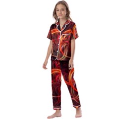 Background Fractal Abstract Kids  Satin Short Sleeve Pajamas Set by Semog4