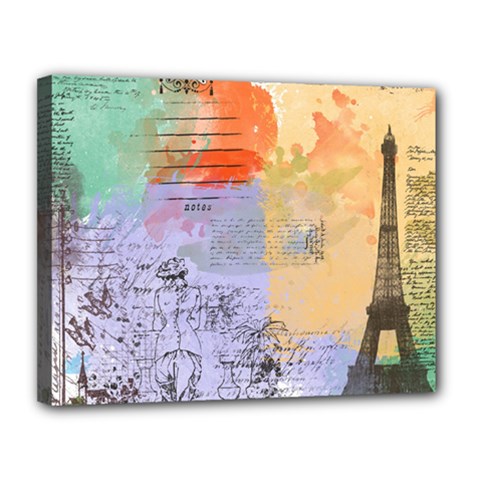 Scrapbook Paris Vintage France Canvas 14  X 11  (stretched) by Salman4z
