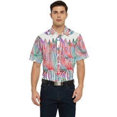Lotus Feathers Boho Watercolor Men s Short Sleeve Pocket Shirt  by Salman4z
