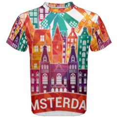 Vector Graphics Amsterdam Silhouette Men s Cotton Tee by Salman4z