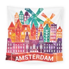 Vector Graphics Amsterdam Silhouette Square Tapestry (large) by Salman4z