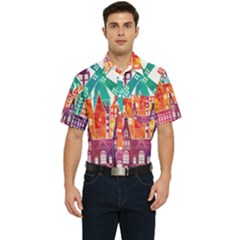 Vector Graphics Amsterdam Silhouette Men s Short Sleeve Pocket Shirt  by Salman4z