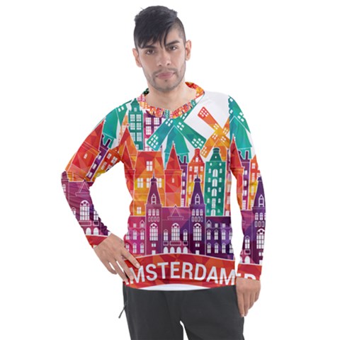 Vector Graphics Amsterdam Silhouette Men s Pique Long Sleeve Tee by Salman4z