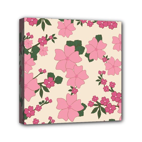 Floral Vintage Flowers Mini Canvas 6  X 6  (stretched) by Dutashop