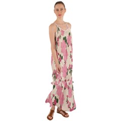 Floral Vintage Flowers Cami Maxi Ruffle Chiffon Dress by Dutashop