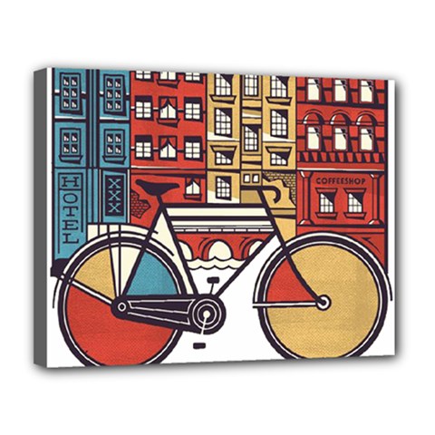 Amsterdam Graphic Design Poster Illustration Canvas 14  X 11  (stretched) by Salman4z