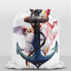 Anchor Watercolor Painting Tattoo Art Anchors And Birds Drawstring Bag (small) by Salman4z