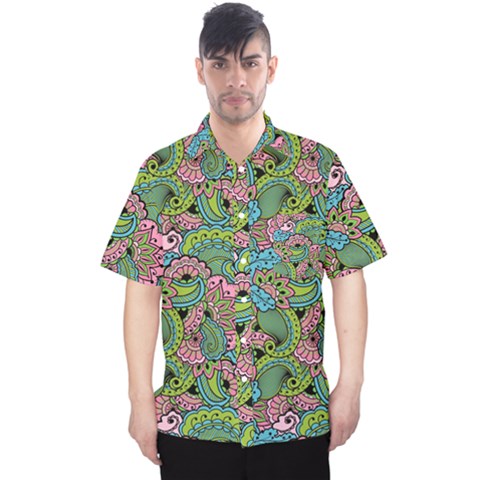 Background Texture Paisley Pattern Men s Hawaii Shirt by Salman4z