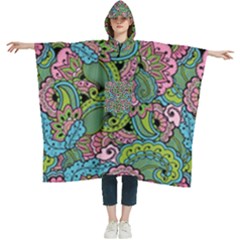 Background Texture Paisley Pattern Women s Hooded Rain Ponchos by Salman4z