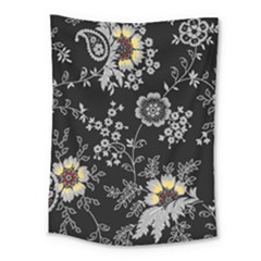 White And Yellow Floral And Paisley Illustration Background Medium Tapestry by Salman4z