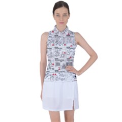 White Printer Paper With Text Overlay Humor Dark Humor Infographics Women s Sleeveless Polo Tee by Salman4z